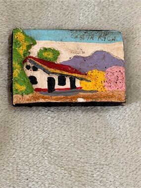 Vintage Mini Hand-Painted Costa Rica fridge magnet in Multicolor